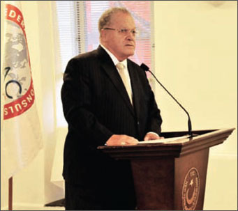 The Honourable Arnold Foote, President of FICAC speaking at the Reception to mark the 50th Anniversary of the Vienna Convention on Consular Relations, 1963, held recently in New York.