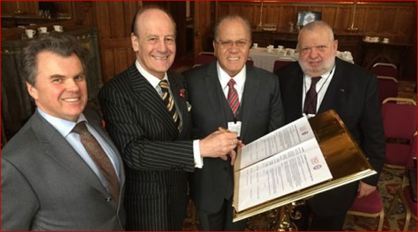 From left to right; Guy Horridge, The Lord Lingfield, Professor The Hon. Arnold Foote, OJ (President of FICAC) and The Hon. Aykut Eken (Secretary General of FICAC)